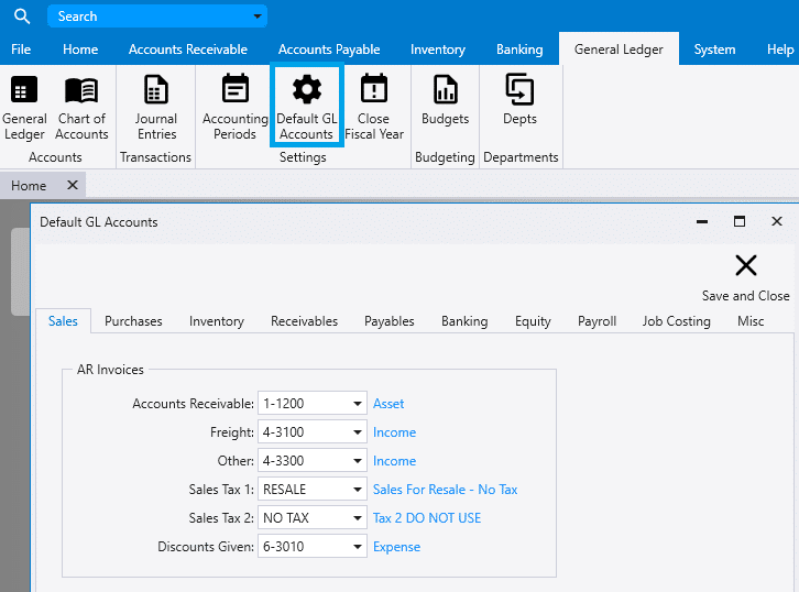 Default GL Accounts Paradigm ERP by Paragon Documentation