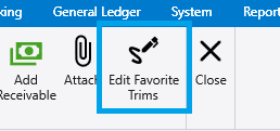 Edit Favorite Trims button in the ribbon of the Customer Page