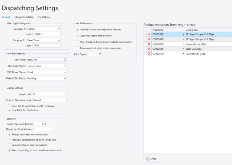 Dispatching Settings – Paradigm ERP by Paragon – Documentation