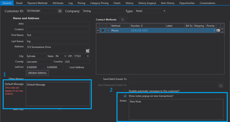 Customer Notes - Paradigm ERP by Paragon - Documentation